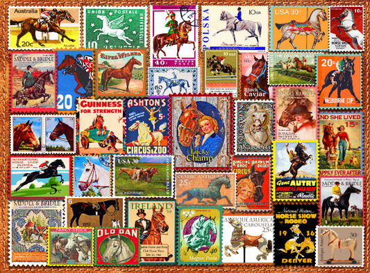 Vintage Equestrian Stamp Posters 1000-Piece Puzzle