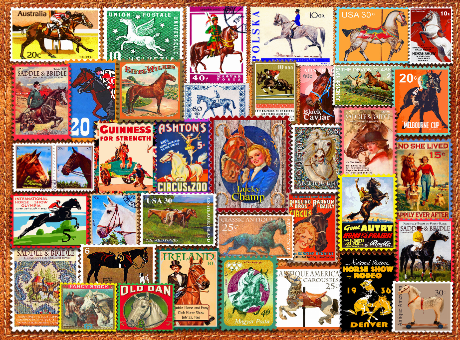 Vintage Equestrian Stamp Posters 1000-Piece Puzzle