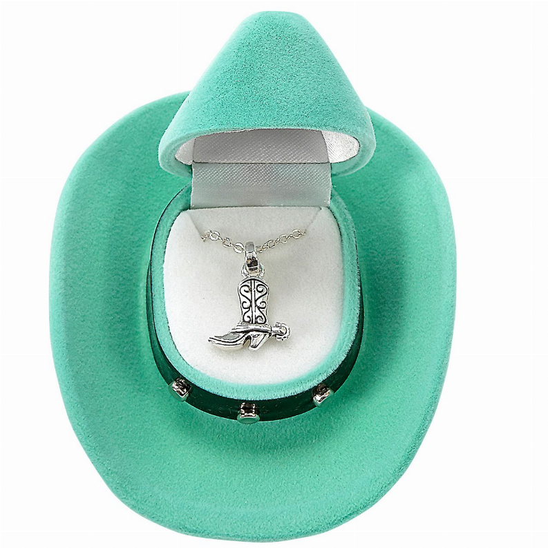 AWST Int'l Cowboy Boot Necklace withColorful Cowboy Hat Gift Box