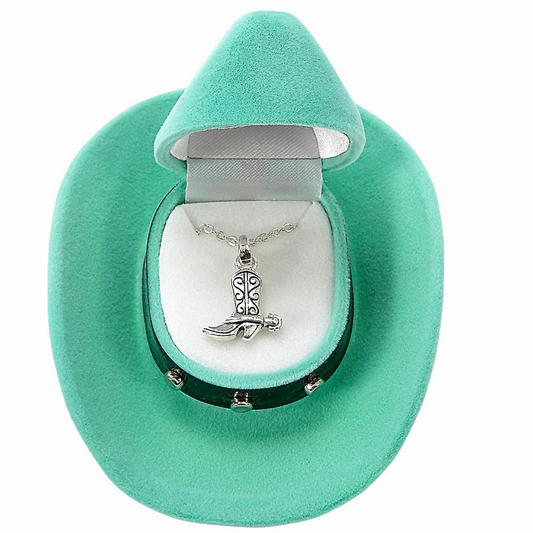 AWST Int'l Cowboy Boot Necklace withColorful Cowboy Hat Gift Box